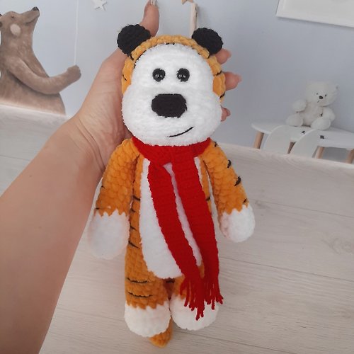 Knittedtoysworld Hobbes stuffed tiger, Calvin and hobbes tiger, toy tiger Hobbes
