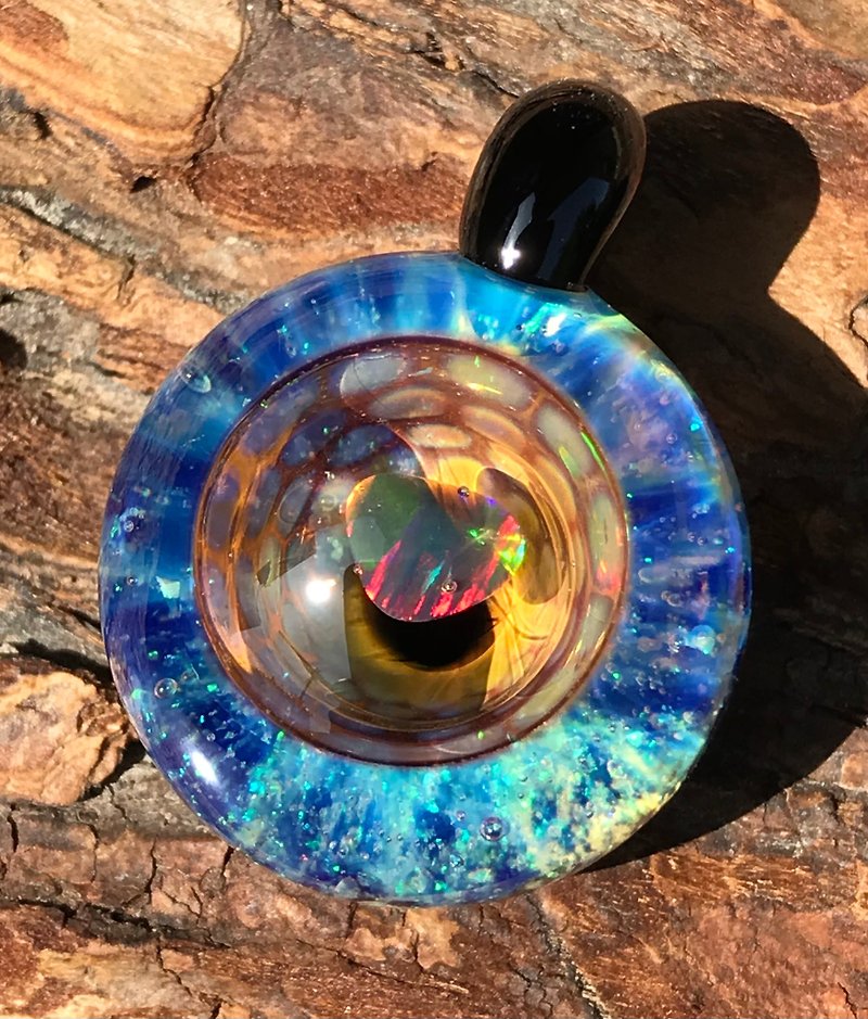 boroccus opal &amp; micro opal solid geometry borosilicate glass pendant