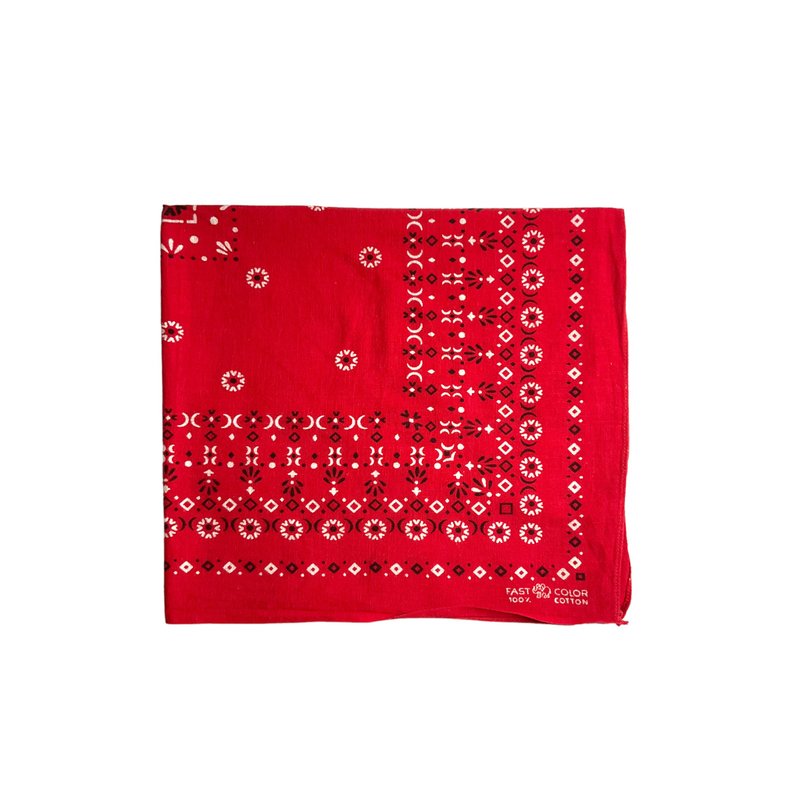 Vintage 60s USA Elephant Trunk up Bandana 紅色幾何拔染領巾 - 領結/領巾 - 棉．麻 紅色
