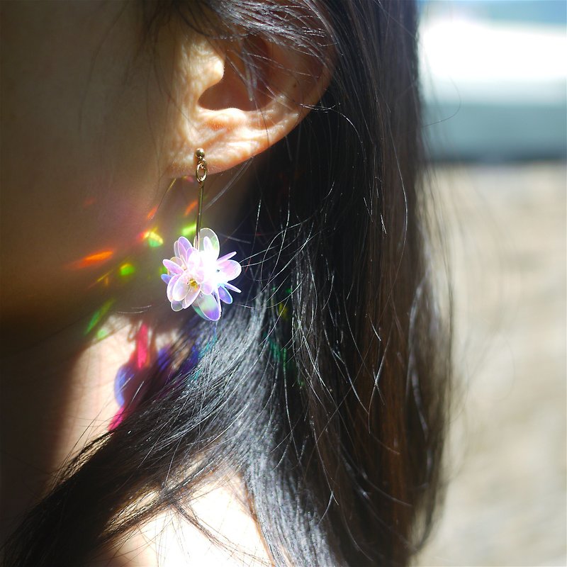 [Produced by the flower room] transparent luster earrings - Earrings & Clip-ons - Other Materials Transparent