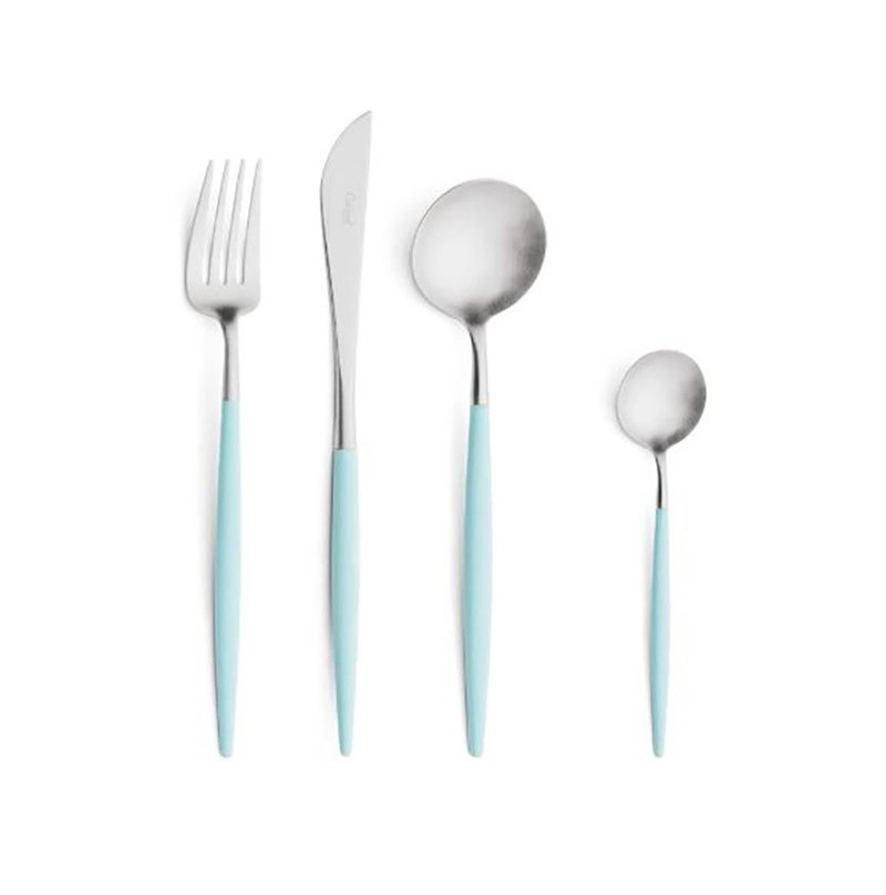 葡萄牙 Cutipol  GOA   蒂芬妮銀 主餐四件組(刀叉匙+咖啡匙) - 刀叉/湯匙/餐具組 - 不鏽鋼 藍色