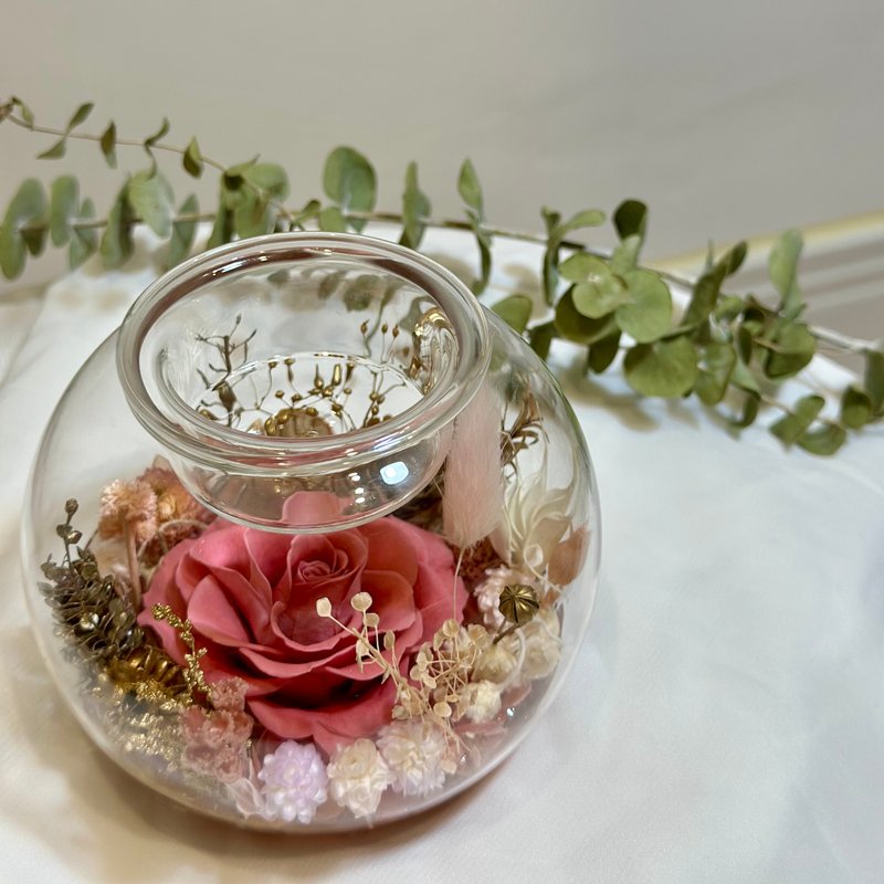 永生花天然精油薰香燭台 新年禮物 交換禮物 居家裝飾 療癒香氛 - 蠟燭/燭台 - 植物．花 