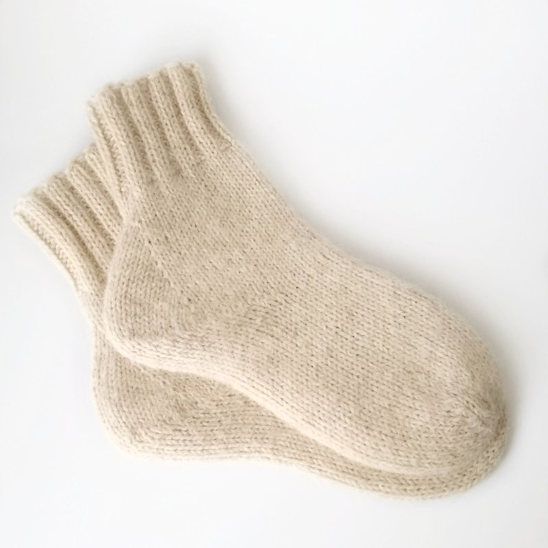 Hand-knit custom therapeutic warm wool socks for men - natural sheep's wool yarn - Socks - Wool 