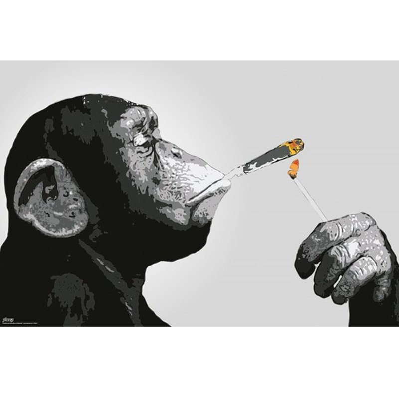 STEEZ / Smoking Monkey (猴子點菸) 英國進口海報 - 海報/掛畫/掛布 - 其他材質 灰色
