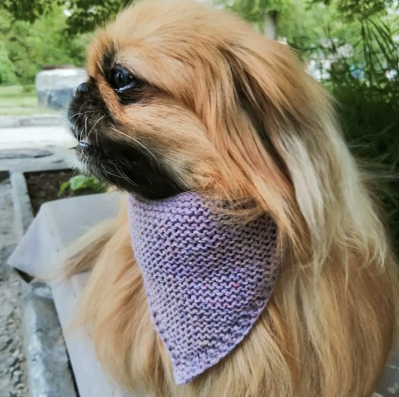 Lilac Pet Bandana/Hand Knitted/Pet Accessories/Cats/Dogs - 寵物衣服 - 羊毛 