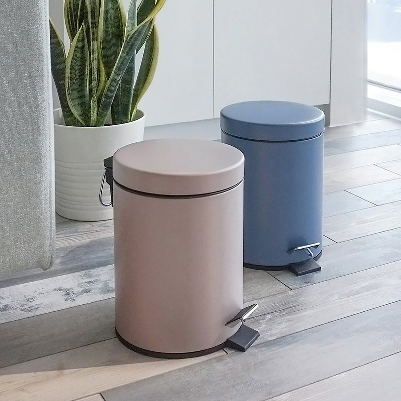 4.5L緩降靜音垃圾桶 奶茶色 迷霧藍 兩色可選 - 垃圾桶 - 其他材質 多色