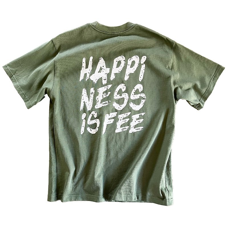 棉．麻 男 T 恤 綠色 - 購買快樂 280G(10.5OZ) 重磅 100%棉 Oversize Tee T-Shirt 綠色