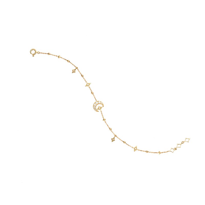 18K curved moon diamond bracelet - สร้อยข้อมือ - เครื่องประดับ สีทอง