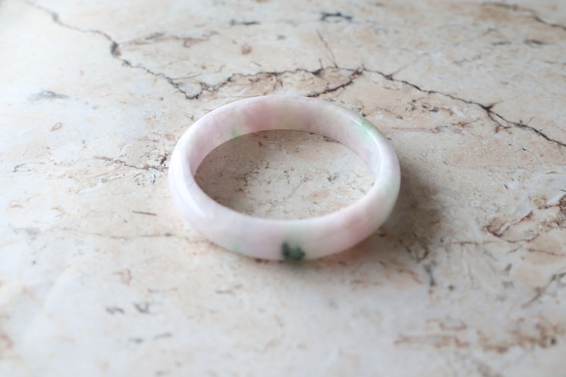 Journal-Peach Blossom Fairy Natural Grade A Jadeite (Myanmar Jade) Sweet Pink Marshmallow x Piaoyang Green Concubine Bracelet - Bracelets - Gemstone 