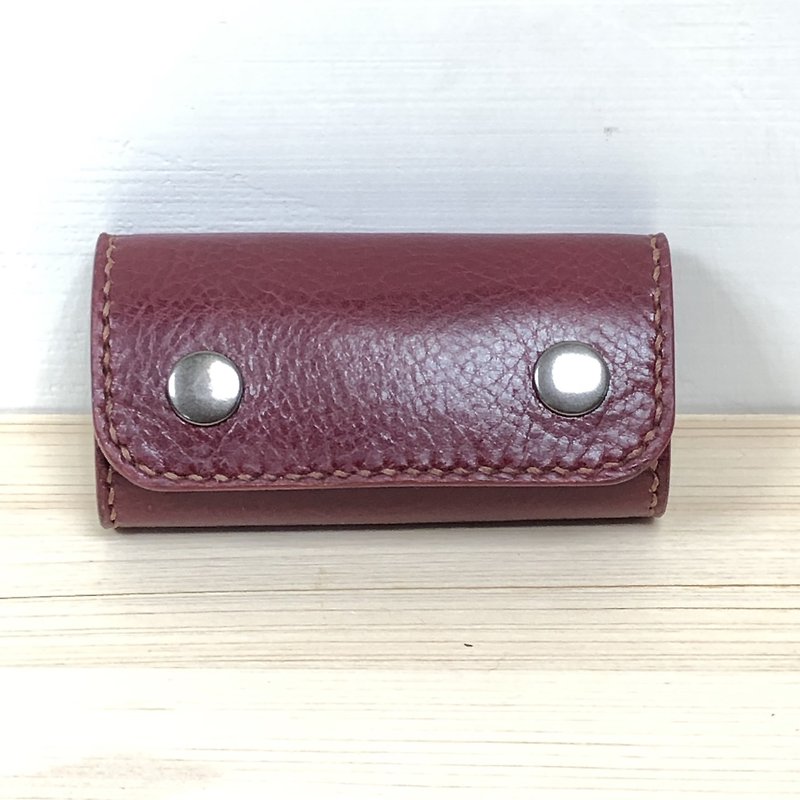 4-buckle leather key case - Keychains - Genuine Leather Red
