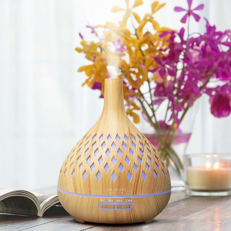 【5 In 1】ASAKUKI Rock Light Wood Premium Essential Oil Diffuser│500ml│With Remote - Fragrances - Other Materials 