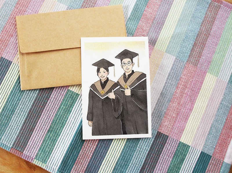Customized hand-painted cards | Graduation cards | Graduation commemorative gifts | Student face painting - Customized Portraits - Paper 