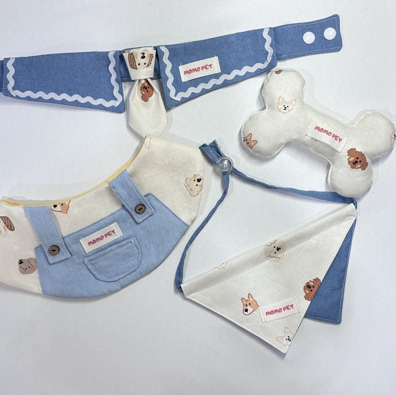 Cowboy puppy series pet tie - ชุดสัตว์เลี้ยง - ผ้าฝ้าย/ผ้าลินิน สีน้ำเงิน