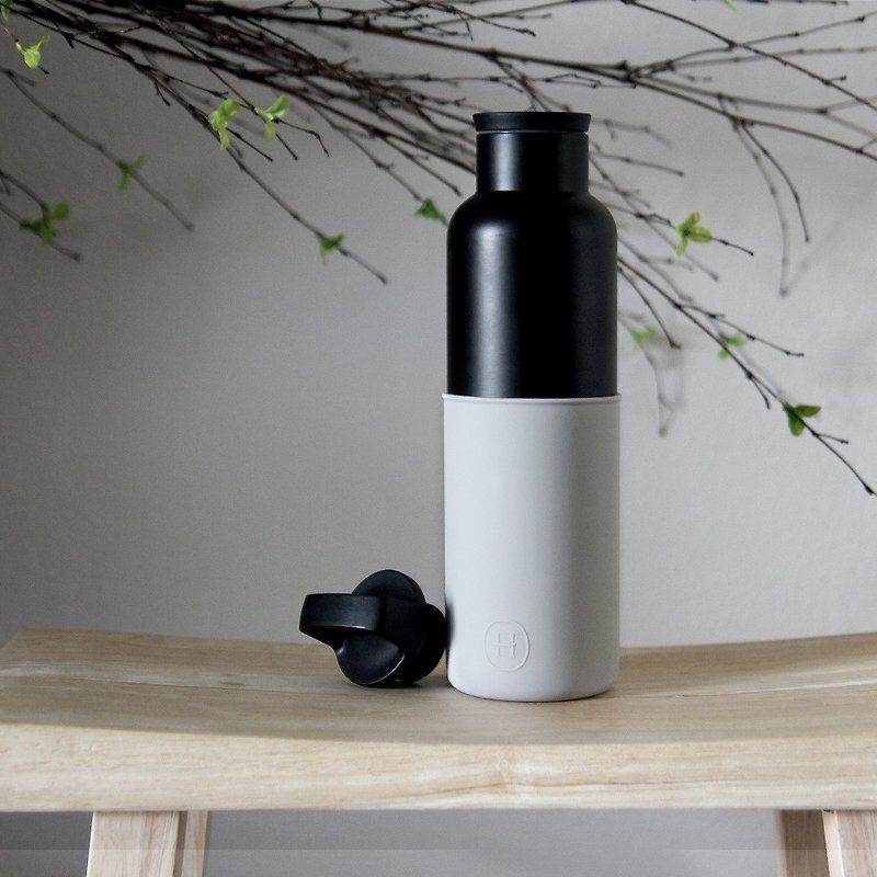 美國HYDY時尚保溫水瓶  CinCin Black系列 |雲灰-黑瓶- 590ml - 水壺/水瓶 - 塑膠 多色