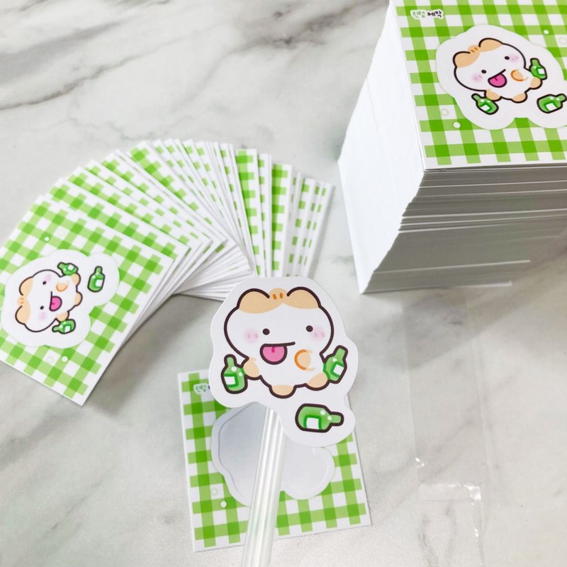 Soju, yum, sweet-kitty cat peel-off sticker - Korean Cute Diary (lintam) - 貼紙 - 紙 多色