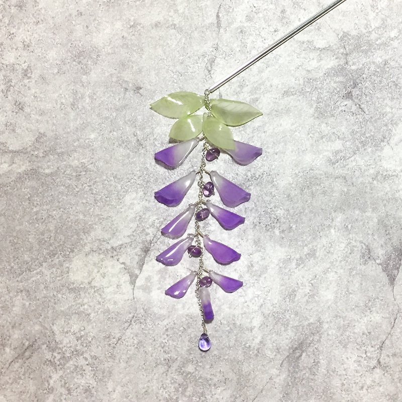[If] Sang "Wisteria. Wisteria rain. " Japanese resin flower hairpin. Bob and wind / hairpin. Wisteria. Hair accessories. Long / Short-haired girl apply - เครื่องประดับผม - เครื่องเพชรพลอย สีม่วง