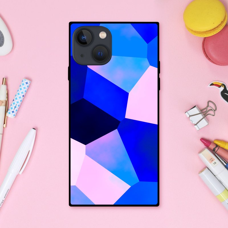 ゆめかわいい模様のスクエア型スマホケース【強化ガラス仕上げ】iPhone16 対応 - 手機殼/手機套 - 塑膠 多色