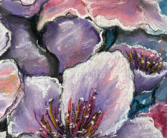 桜の絵の花のオリジナルアート 花の絵のソフトパステルアート