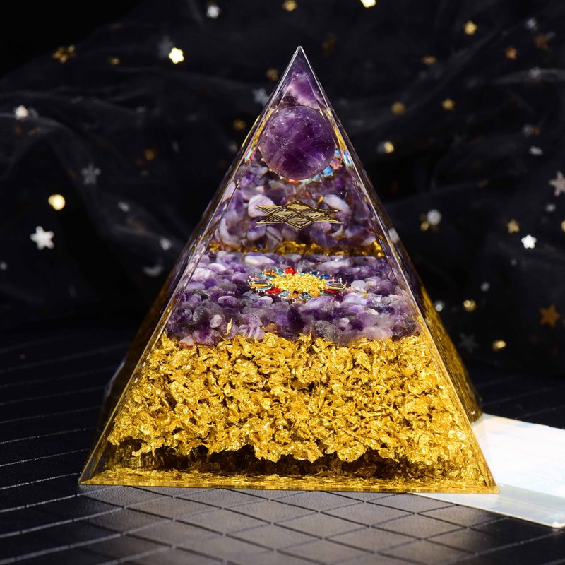 8cm Large Acrylic Pyramid Orgonite / Chakra / Meditation / Energy Amethyst - Items for Display - Resin 