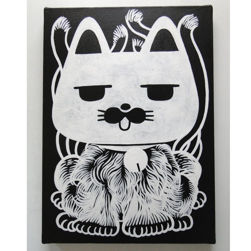 Original drawing of a cat that brings happiness - Posters - Pigment Black