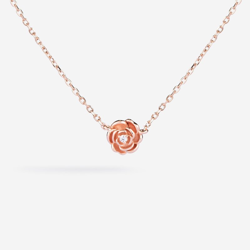 Elegant Flower Bloom Sterling Silver Necklace | Features flower design. Sterling silver. Rose Gold - สร้อยคอ - เงินแท้ 