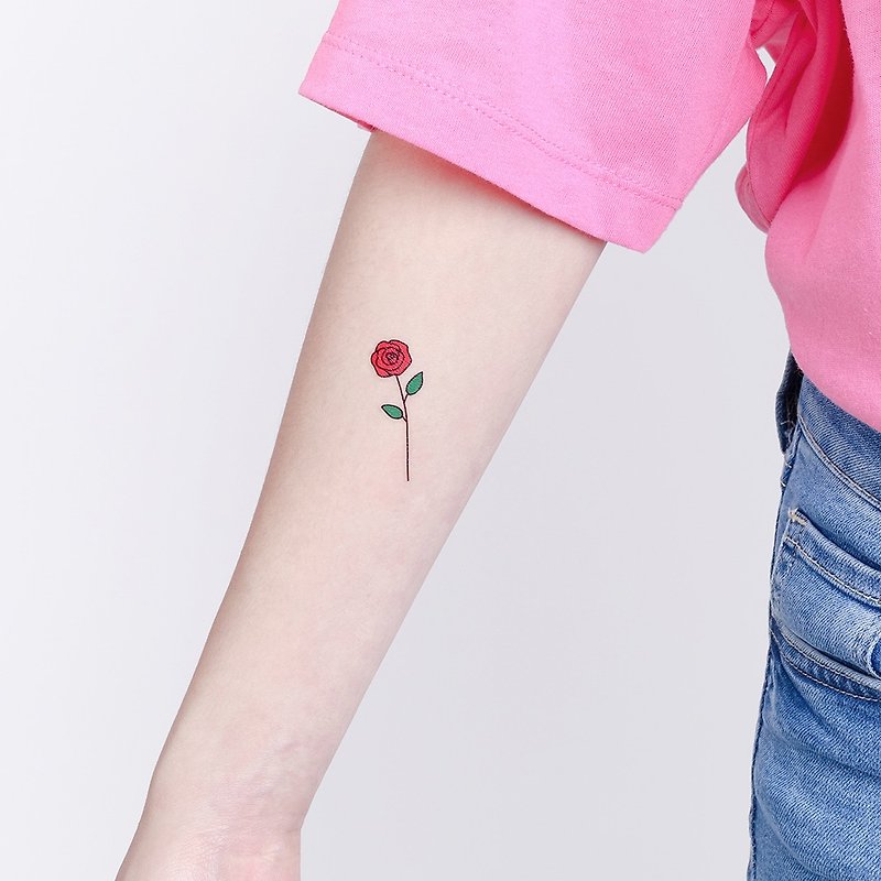 Surprise Tattoos / Rose Temporary Tattoo - สติ๊กเกอร์แทททู - กระดาษ สีแดง