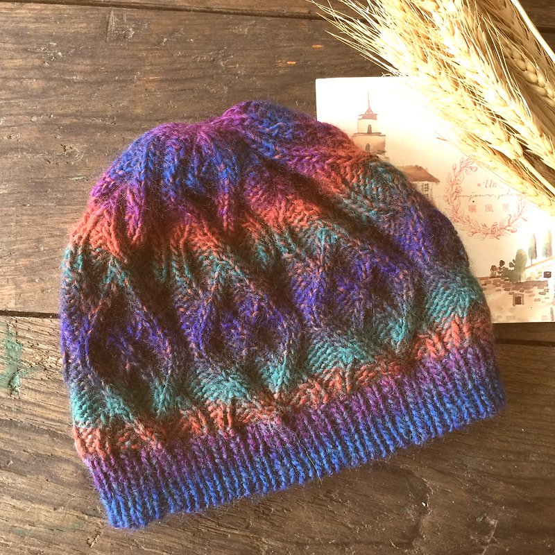 Blue Rock warm gradient knit cap / wool hat / caps / handmade hats (for men and women)〗 〖handmade crazy hopscotch - หมวก - ขนแกะ 