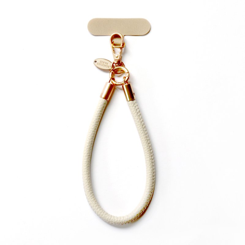 Purchase additional mobile phone lanyard accessories [beige brand off-white leather wrist strap] - เคส/ซองมือถือ - พลาสติก ขาว