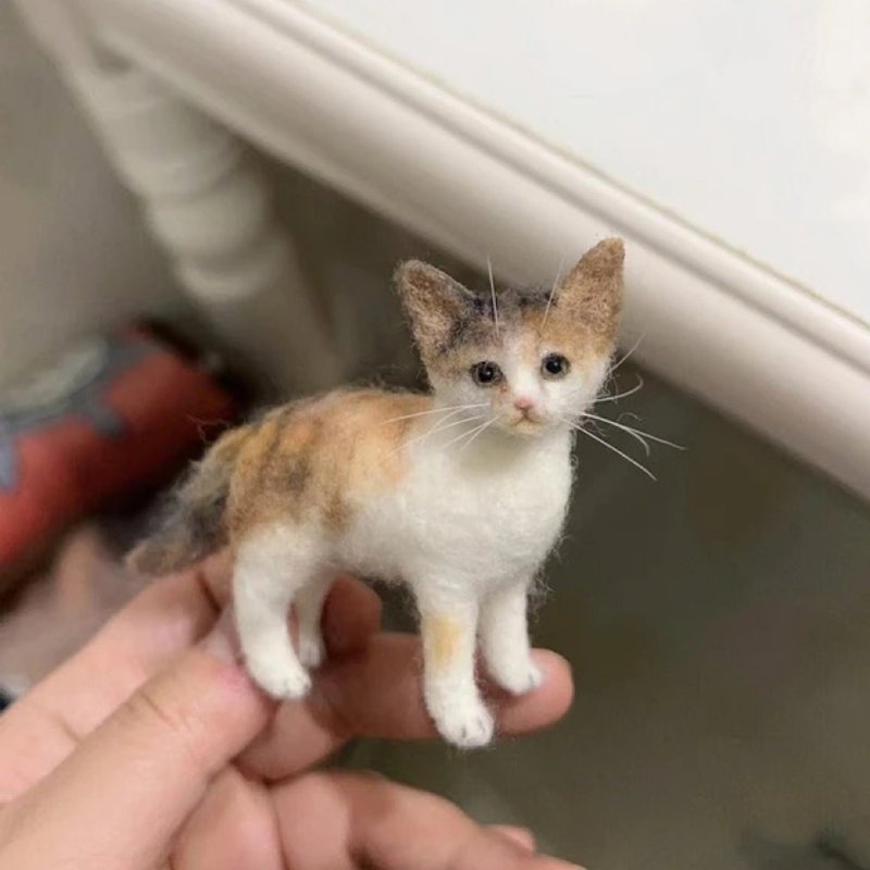 客制化逼真猫 羊毛氈 寵物 娃娃 定制 手工 狗狗猫咪 毛小孩  68 - 貓/狗玩具 - 羊毛 多色