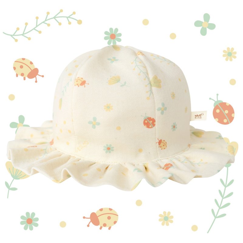 [SISSO organic cotton] Dancing little ladybug cool QQ hat - หมวกเด็ก - ผ้าฝ้าย/ผ้าลินิน ขาว