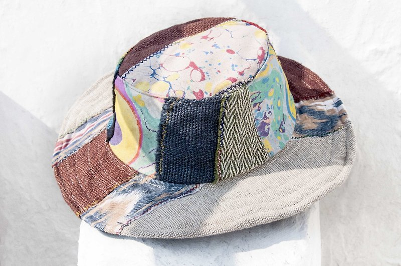 National wind hand-woven cotton Linen hat knit cap hat sun hat straw hat - Ocean Bubble Hat - Hats & Caps - Cotton & Hemp Multicolor