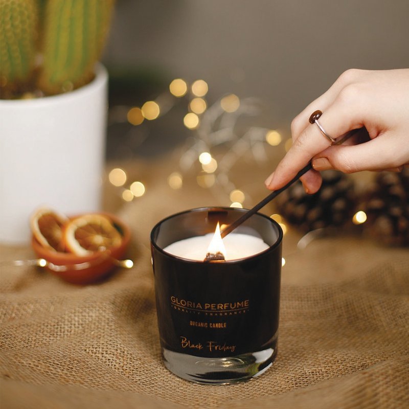 [Must-have for gift giving] GLORIA Wood Chip Core Fragrance Plant Candle Black Series - เทียน/เชิงเทียน - วัสดุอื่นๆ 