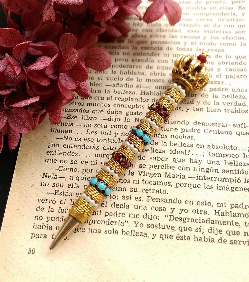 [Old Pieces Display Decoration Series] FLORENZA Gold Leaf Crown Crown Jewelry Pen - ของวางตกแต่ง - วัสดุอื่นๆ 