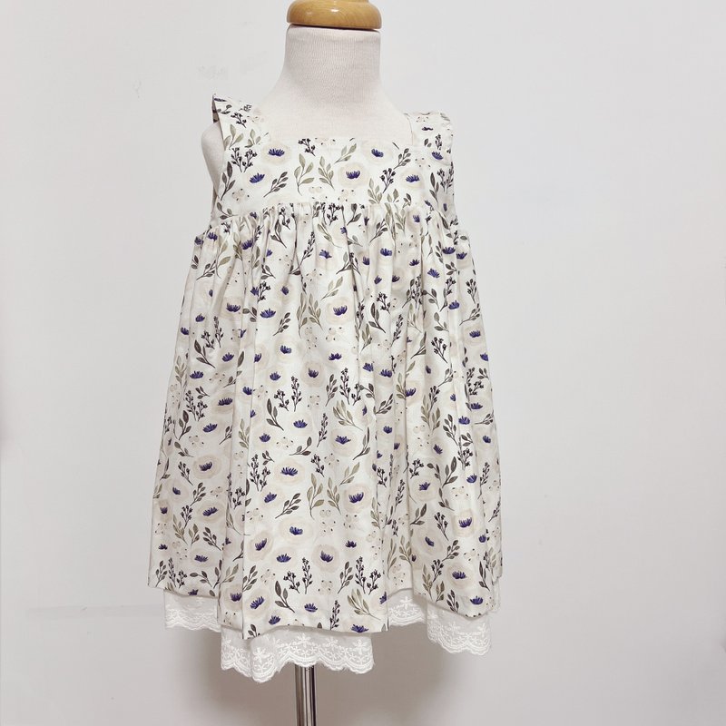 Small fresh dress-memory gray flower - Skirts - Cotton & Hemp White