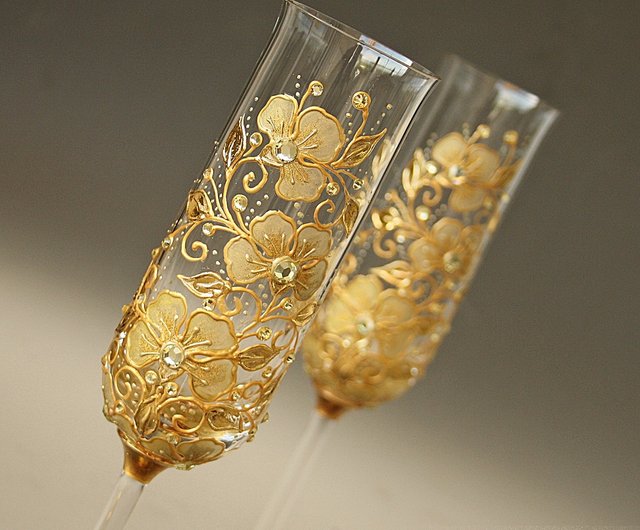 Hand-Painted Champagne Flute Set (2) | AMD