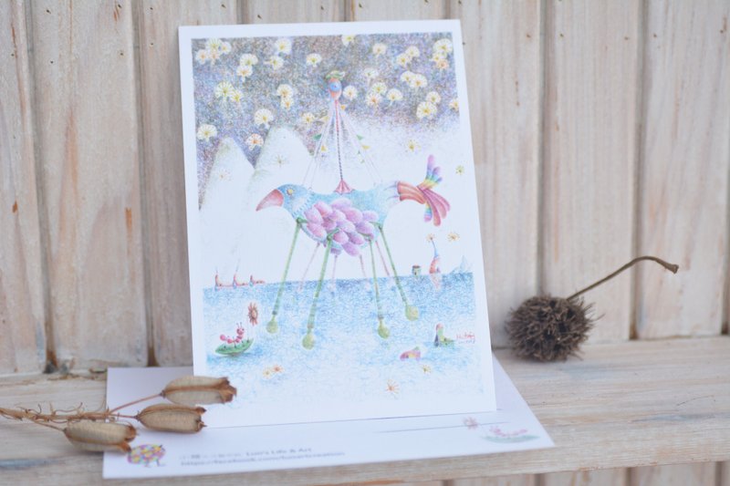 [Color pencil hand-painted postcard] tall bird - Cards & Postcards - Paper Multicolor