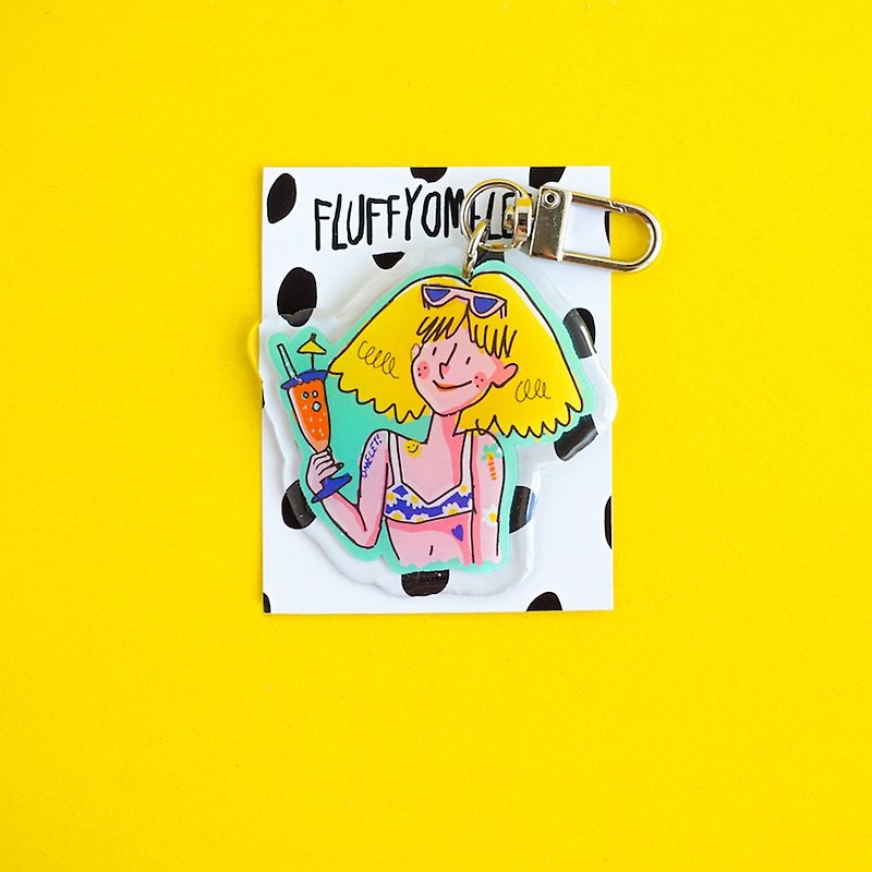 Fluffy Omelet - Keychain / Pin / Phone Grip - Daisy Girl