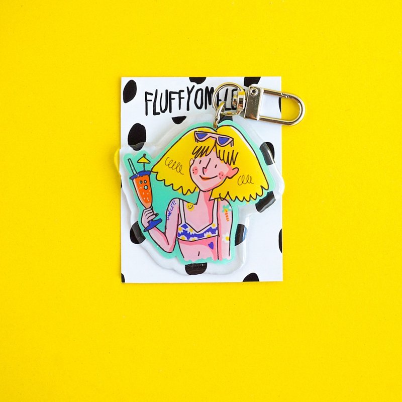 Fluffy Omelet - Keychain / Pin / Phone Grip - DAISY GIRL - 吊飾/掛飾 - 壓克力 多色