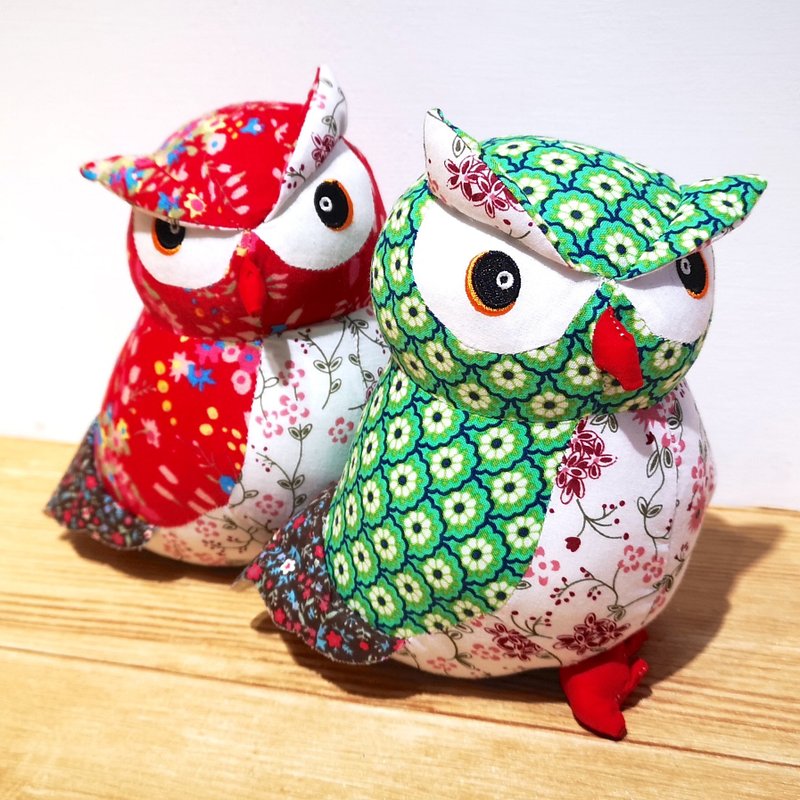 【Mr. Flower Cloth】Owl (Small) - ตุ๊กตา - ไฟเบอร์อื่นๆ สีแดง