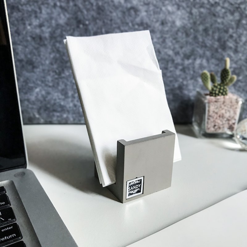 【EZ cube】極簡風  客製化 水泥清水模 餐巾紙架 memo架  信件架 - 居家收納/收納盒/收納用品 - 水泥 