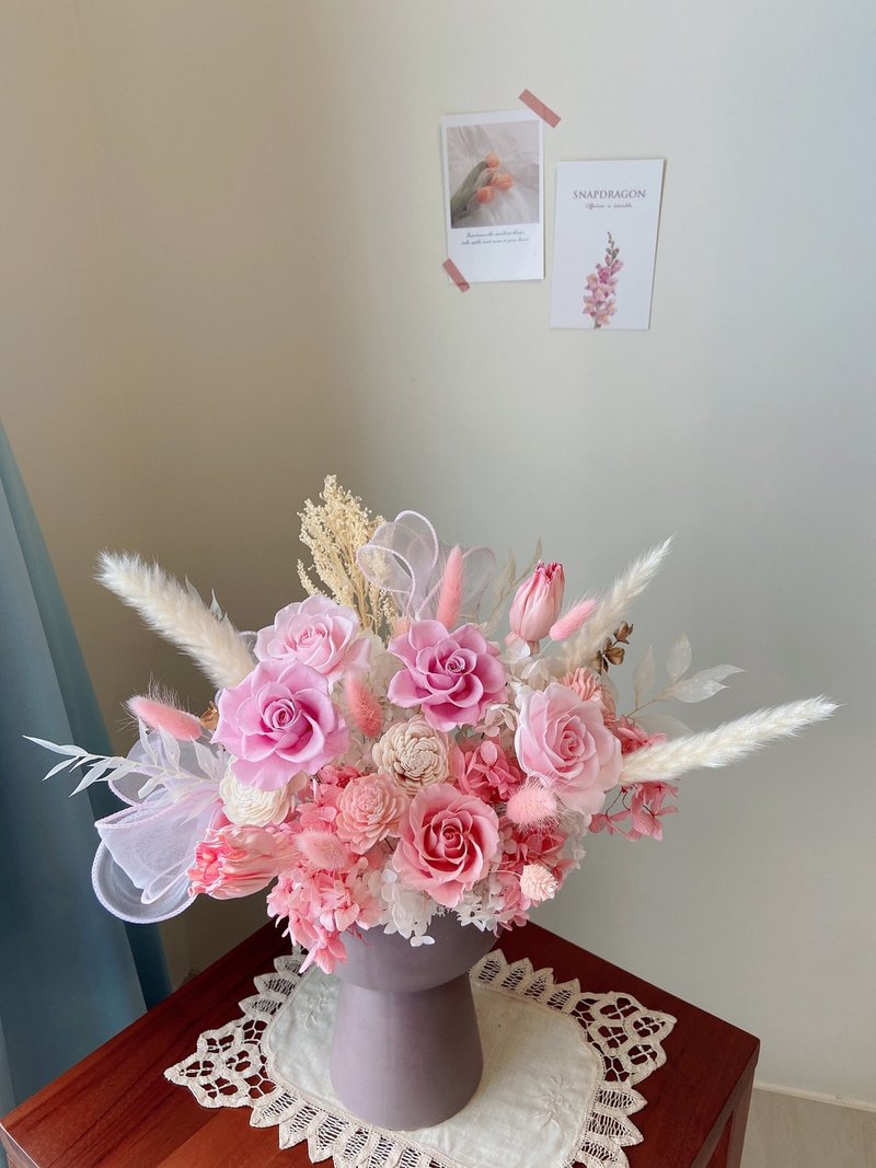 Eternal love pink immortal table flower into the house ceremony business space layout gift birthday gift confession love - Dried Flowers & Bouquets - Plants & Flowers Yellow