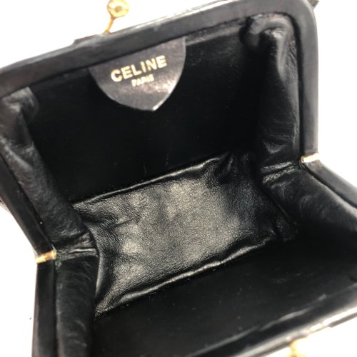 美品✨ セリーヌ がま口 レザー ハンドバッグ トリオンフ ゴールド ブラック CELINE セリーヌ トリオンフ レザー がま口 ポシェット ミニ