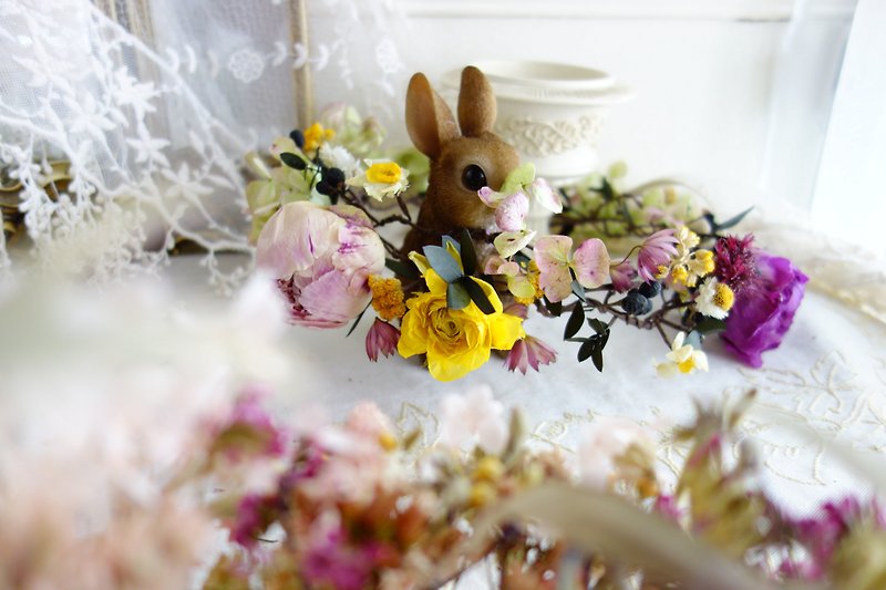 Wedding Floral Decoration Series~Painted Peony Wreath - เครื่องประดับผม - พืช/ดอกไม้ สึชมพู