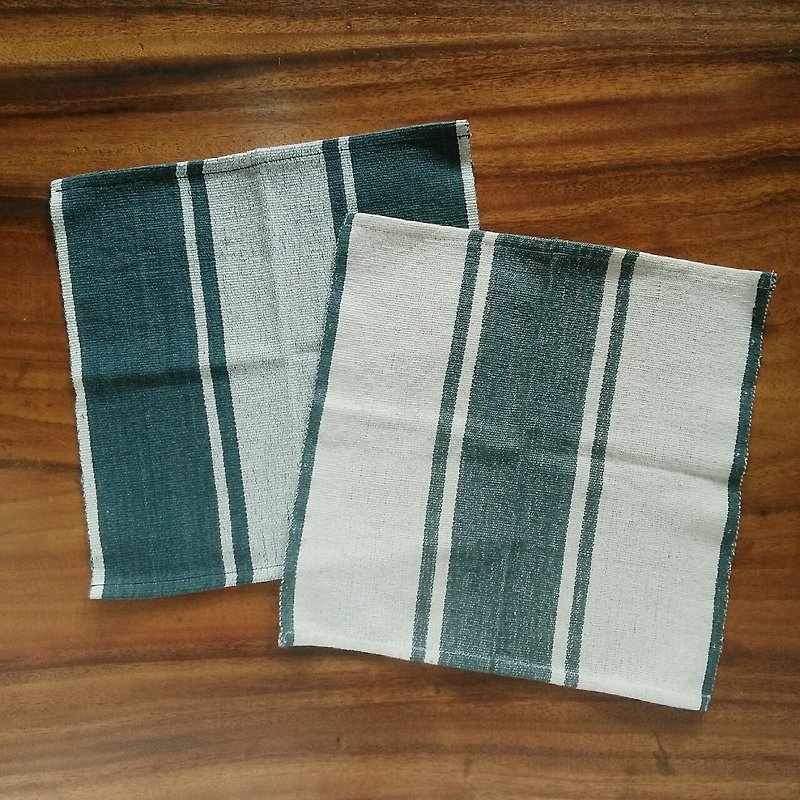 Set of 2 hand-woven cloths / Thai plant dyeing & hand-woven / Natural white & indigo gray / Cotton - ผ้าขนหนู - ผ้าฝ้าย/ผ้าลินิน สีน้ำเงิน