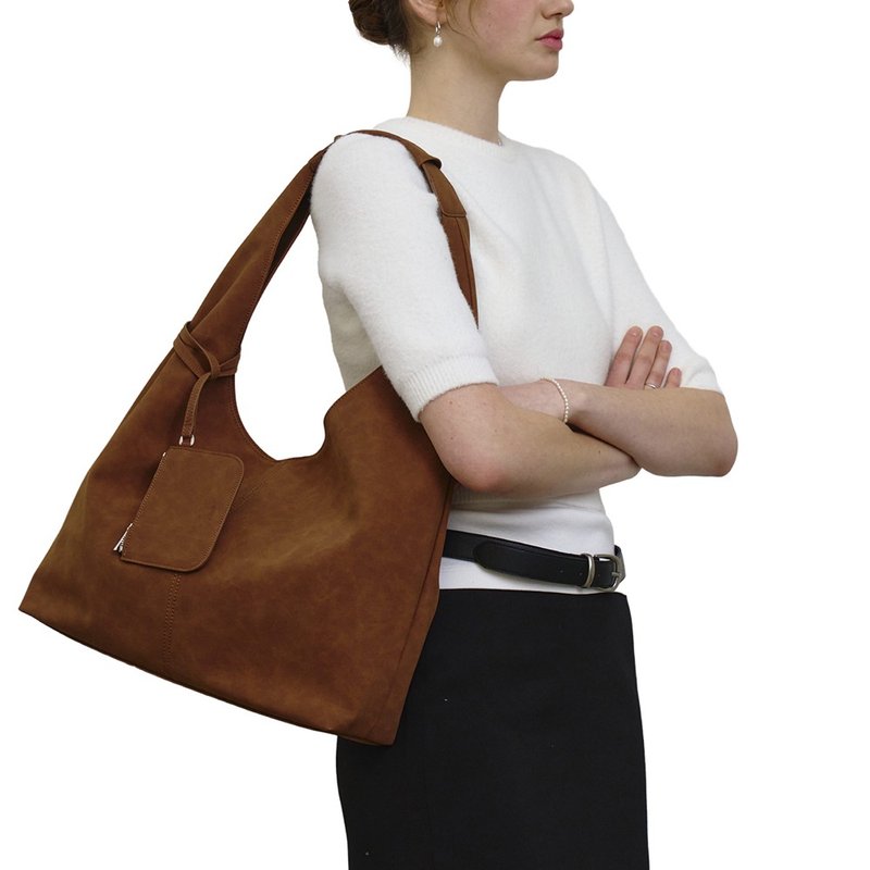 韓國製 MUR Lemore 手袋/單肩包/手提袋 (Suede Brown) - 側背包/斜背包 - 環保材質 