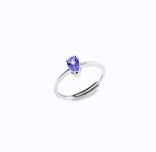 安的珠寶 AND Jewel AND 丹泉石 藍帶紫 水滴 4*6mm 戒指 經典系列 Pear 天然寶石
