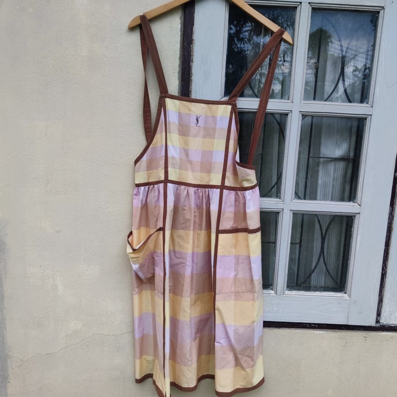 vintage yves saint laurent  checkered apron - 圍裙 - 其他材質 咖啡色