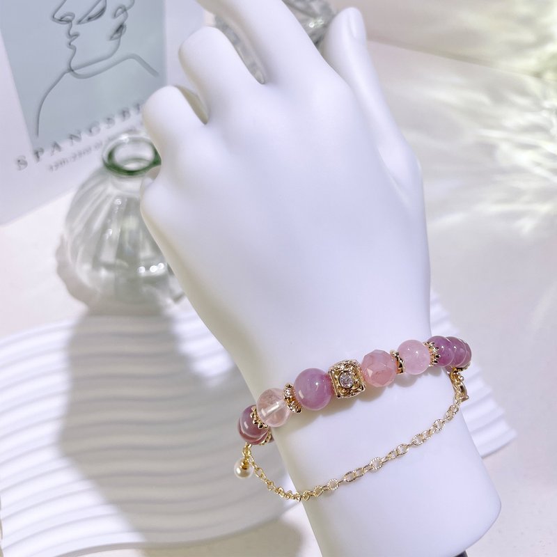 I Love Mermaid Pendant | Watermelon Tourmaline Symbiotic Mica | Purple Horse Pink | Stone| A2410 - สร้อยข้อมือ - คริสตัล สึชมพู