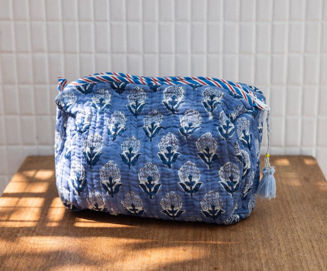 Flower Block Print Tassel Bag