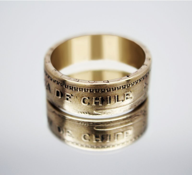 Chile Coin Ring 100 pesos 1950 coin rings for men coin rings for women - 戒指 - 其他金屬 